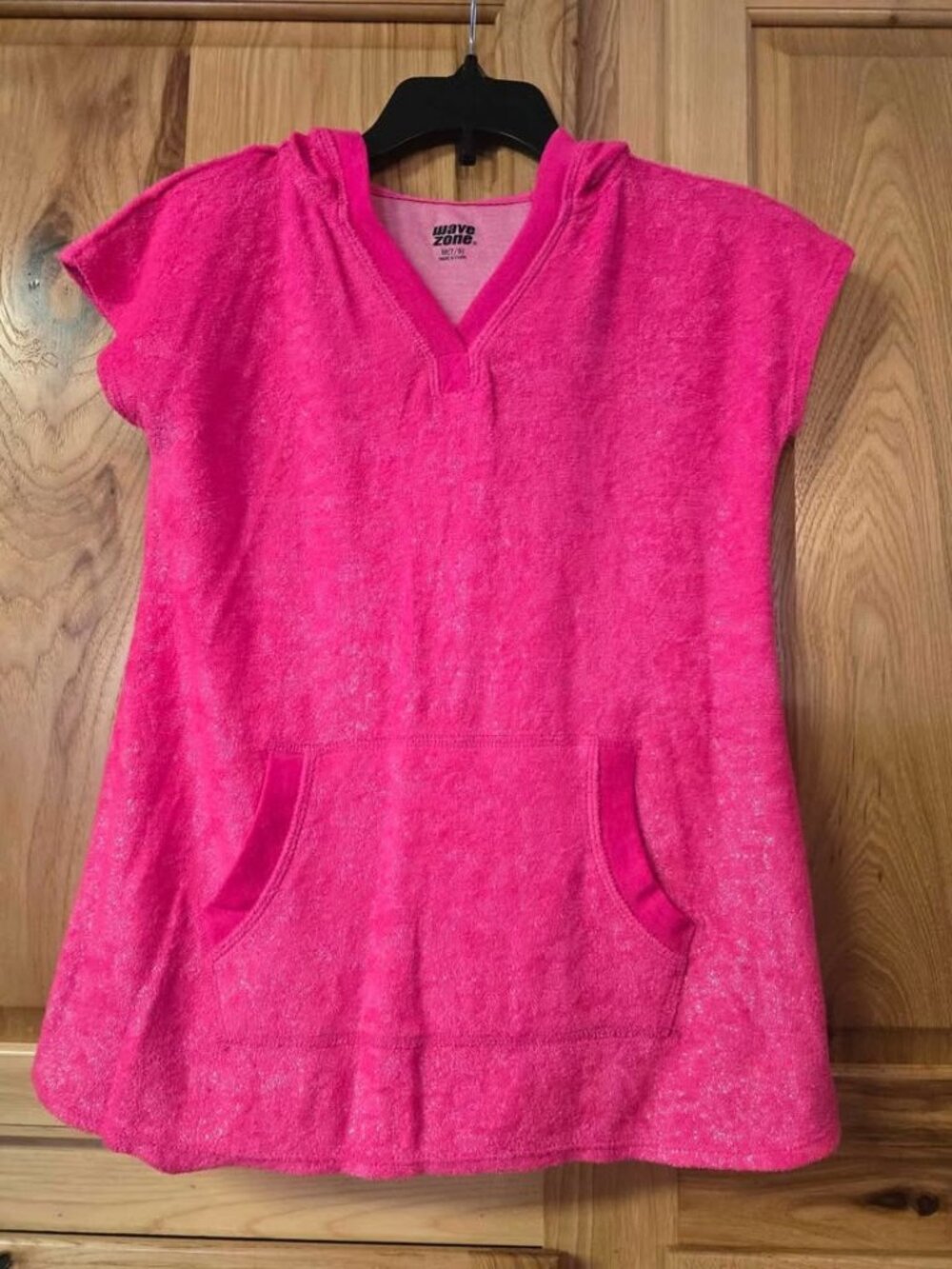 Wave Zone Girls Terry Hooded Pink Cover Up Size 7/8 Swim Beach Pool Towel